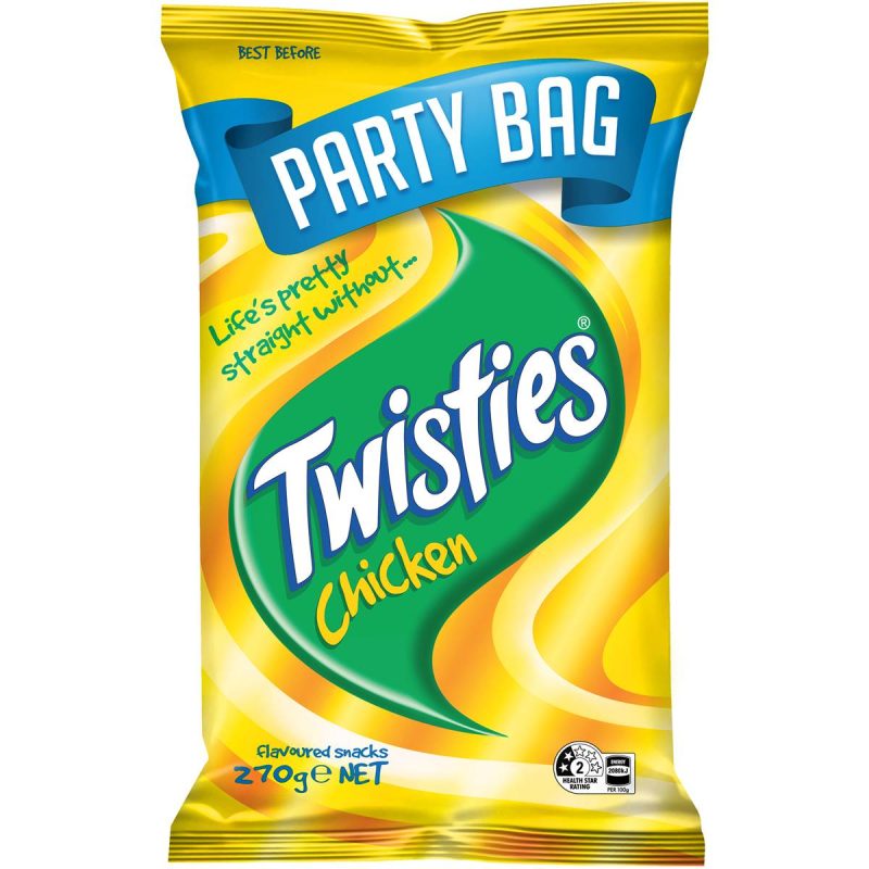Twisties Chicken Chips Snacks Party Size Bag 270g