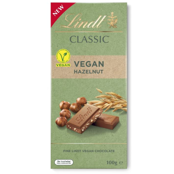 Lindt Classic Vegan Hazelnut Chocolate Block Dairy Free 100g