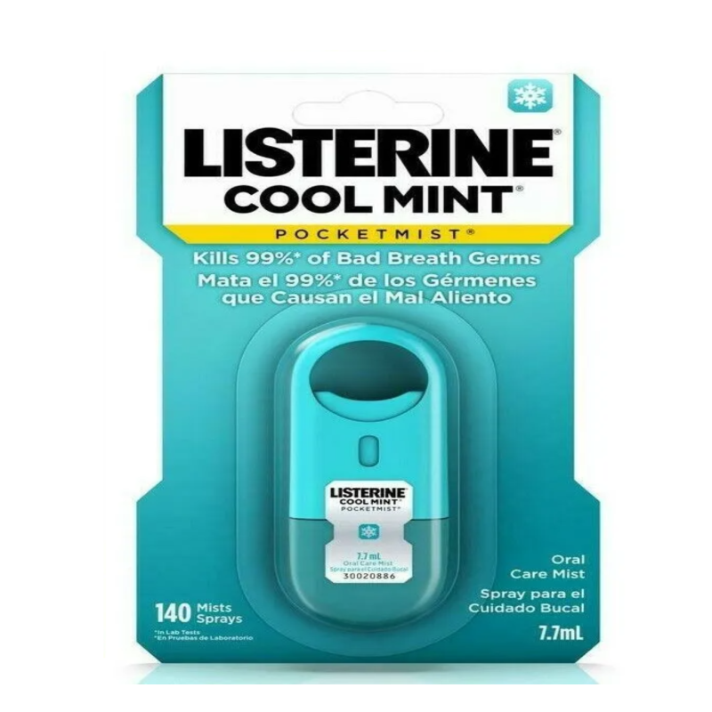 Listerine Pocket Mist Spray Cool Mint Blue Fresh Breath 7.7ml Pack