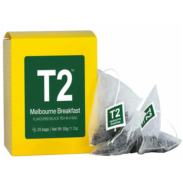 T2 Tea Melbourne Breakfast Black Tea Bags 25 Pack