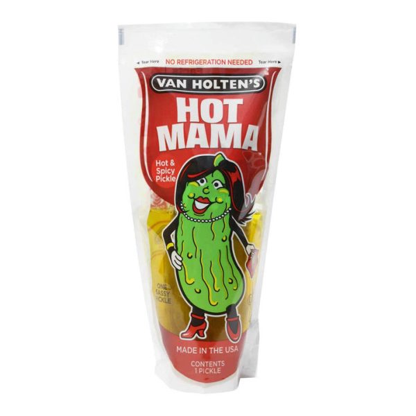 Van Holtens Hot Mama Spicy Pickle World Famous Pickles In a Pouch Pack