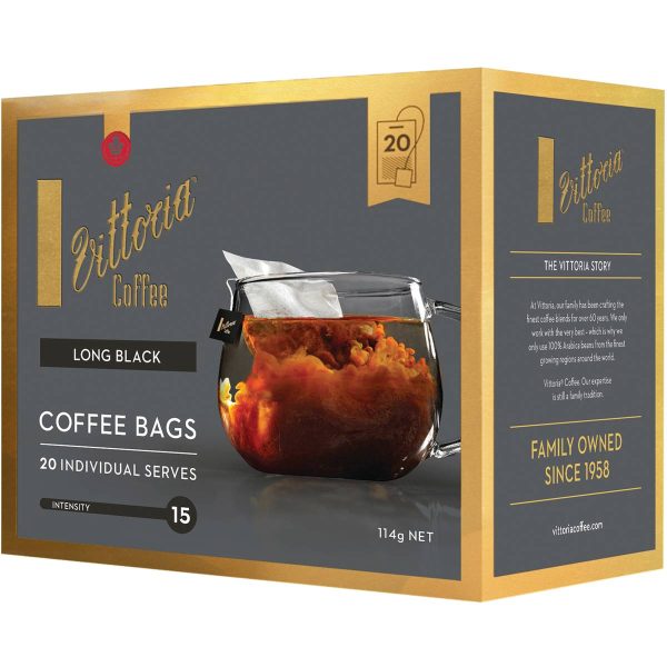 Vittoria Coffee Bags Long Black 20 Pack
