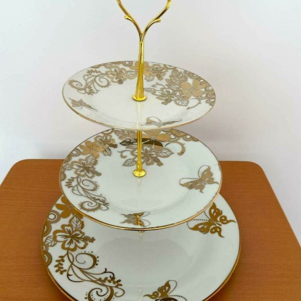 White Glass Cupcake Cake Muffin Plate Stand Giftbox Set Decor ***Brand New