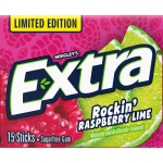 Wrigleys Extra Rockin Raspberry and Lime Chewing Gum 15 Sticks X 10 Pack