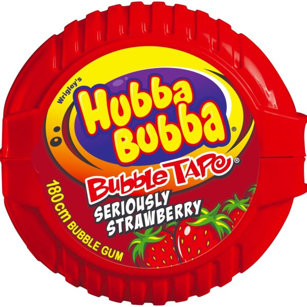 Wrigleys Hubba Bubba Bubblegum Chewing Gum Tape Strawberry Flavour x 12 Units