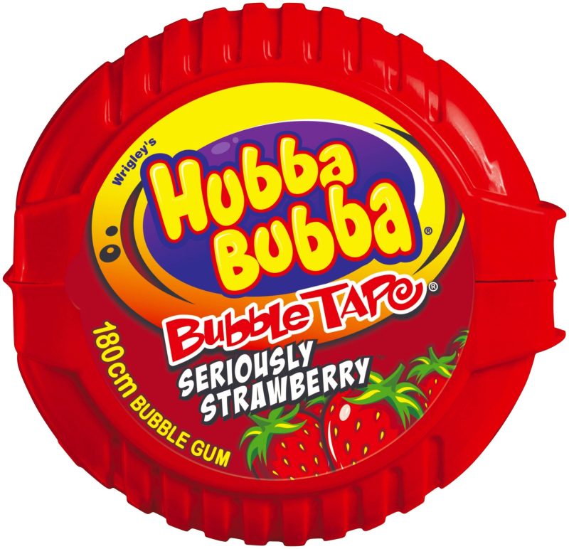 Wrigleys Hubba Bubba Bubblegum Chewing Gum Tape Strawberry Flavour x 12 Units