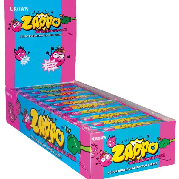 Zappo Bubblegum Flavour Sour Flavour Chew Candy 26g X 60 Units