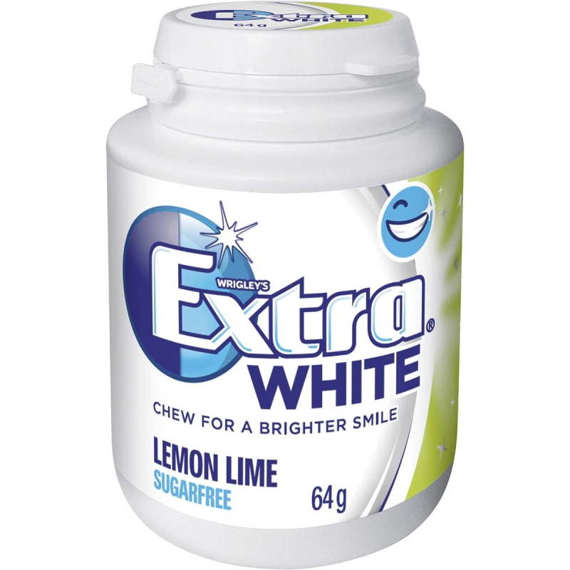 Wrigleys Extra White Chewing Gum Lemon Lime 64g X 6 Bottles