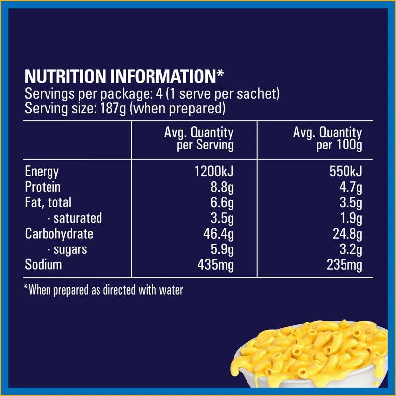 Kraft Easy Mac and Cheese Macaroni Pasta Classic Box 4 Pack 280g