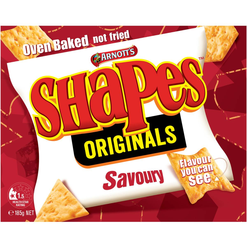 Arnotts Shapes Original Crackers Biscuits Savoury Box 185g