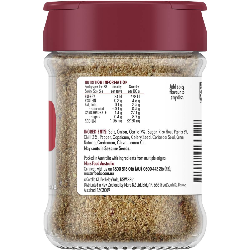 Masterfoods All Purpose Hot Spicy Chilli Garlic Seasoning Blend 190g