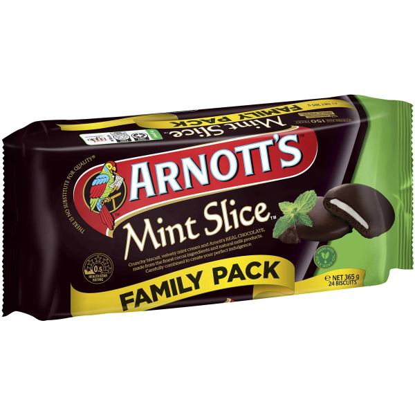 Arnotts Mint Slice Biscuits Family Pack 365g
