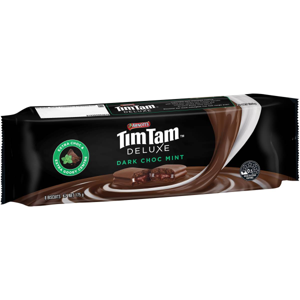 Arnotts Tim Tam Deluxe Dark Choc Mint Chocolate Biscuits 175g