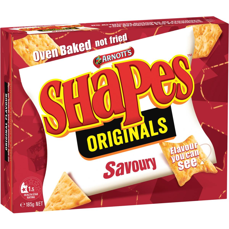 Arnotts Shapes Original Crackers Biscuits Savoury Box 185g