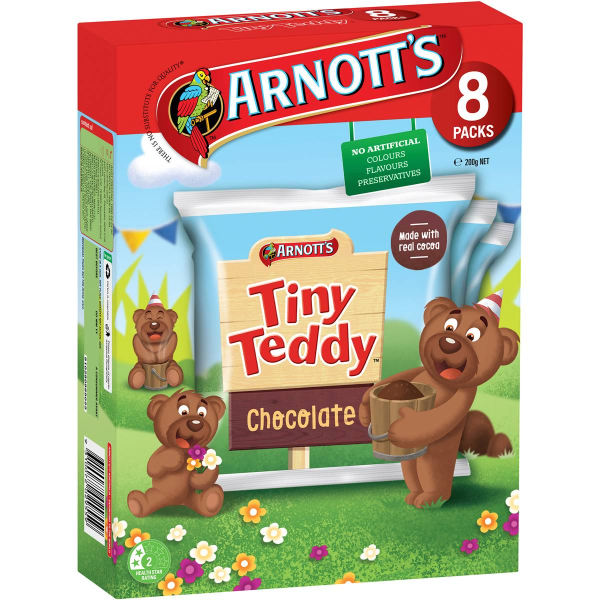 Arnotts Tiny Teddy Teddies Biscuits Chocolate Box 8 Pack