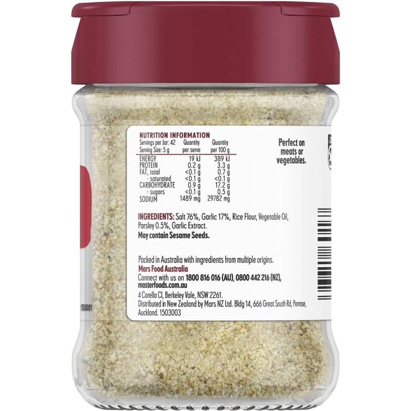 Masterfoods Garlic Salt Blend Seasoning 210g