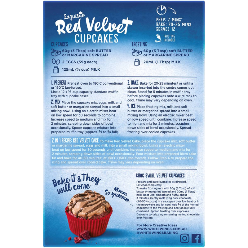 White Wings Red Velvet Cupckaes Baking Mix 365g