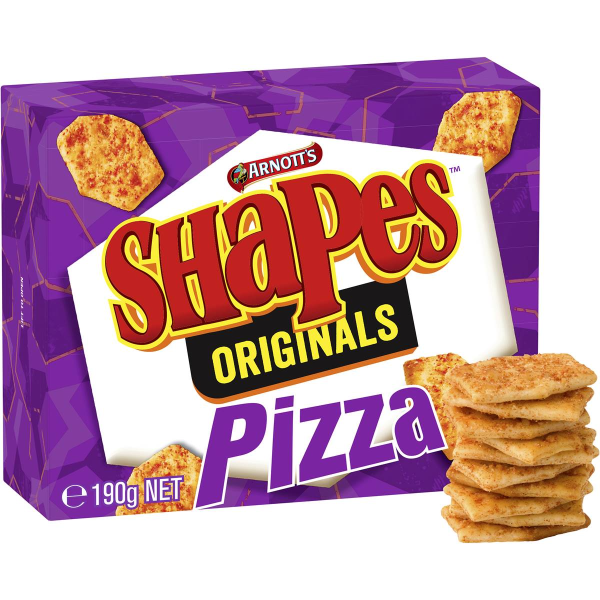 Arnotts Shapes Original Crackers Biscuits Pizza Box 190g
