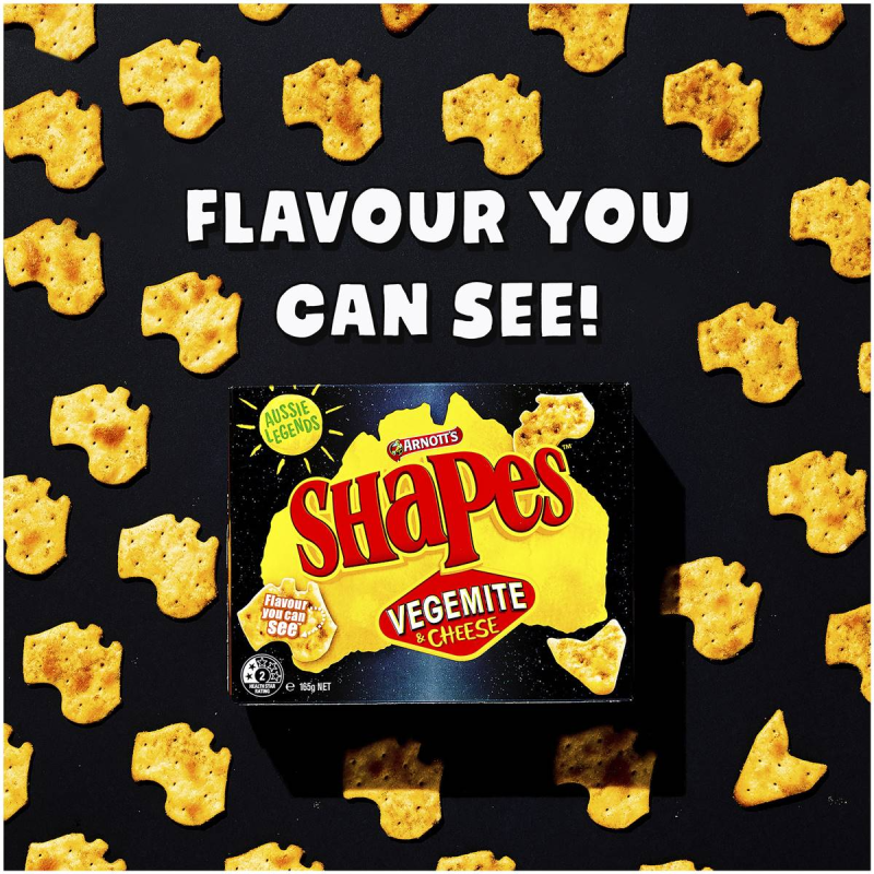 Arnotts Shapes Original Crackers Biscuits Vegemite and Cheese Box 165g