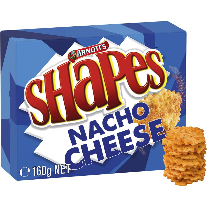 Arnotts Shapes Original Crackers Biscuits Nacho Cheese Box 160g