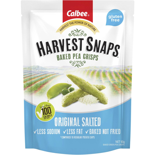 Calbee Harvest Snaps Baked Pea Crisp Snacks Original Salted 93g