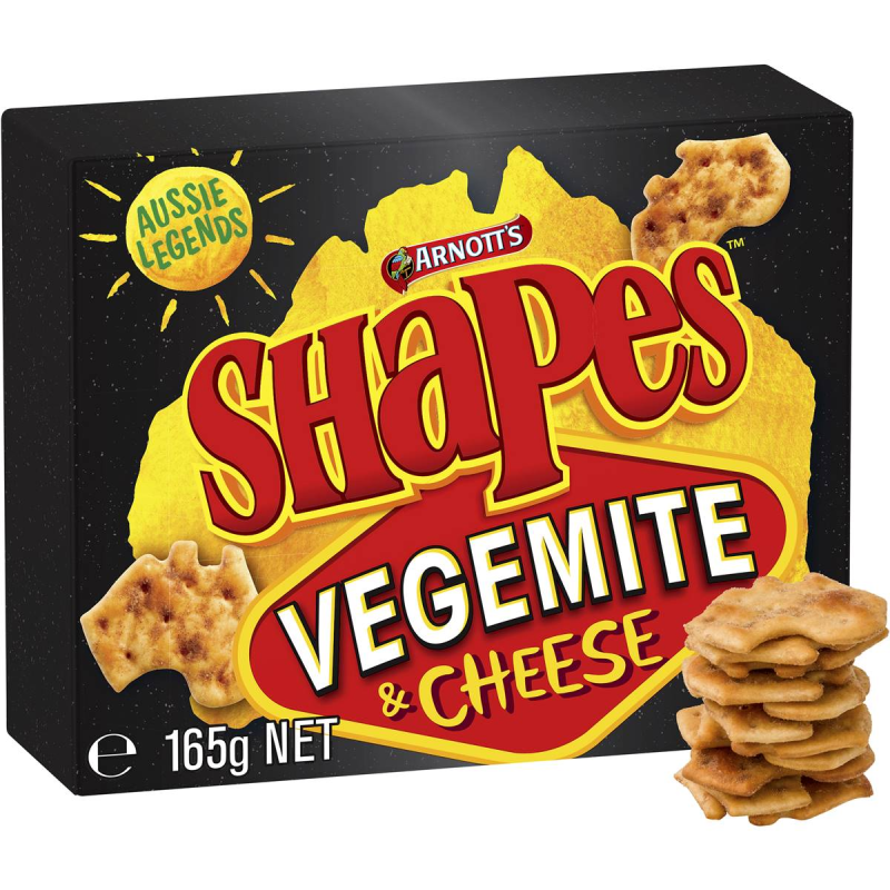 Arnotts Shapes Original Crackers Biscuits Vegemite and Cheese Box 165g