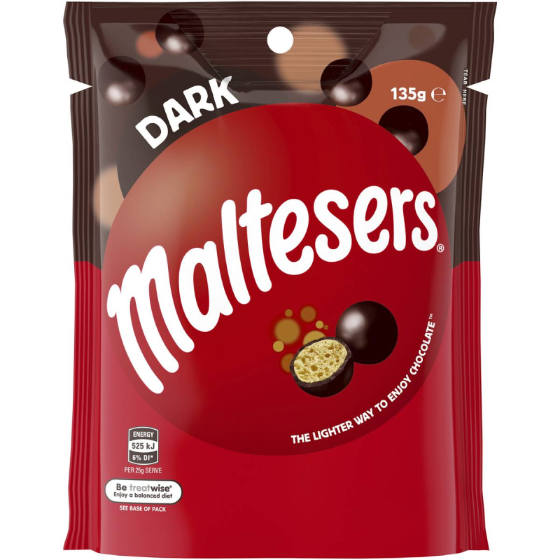 Maltesers Dark Chocolate Crunchy Balls Pouch 135g