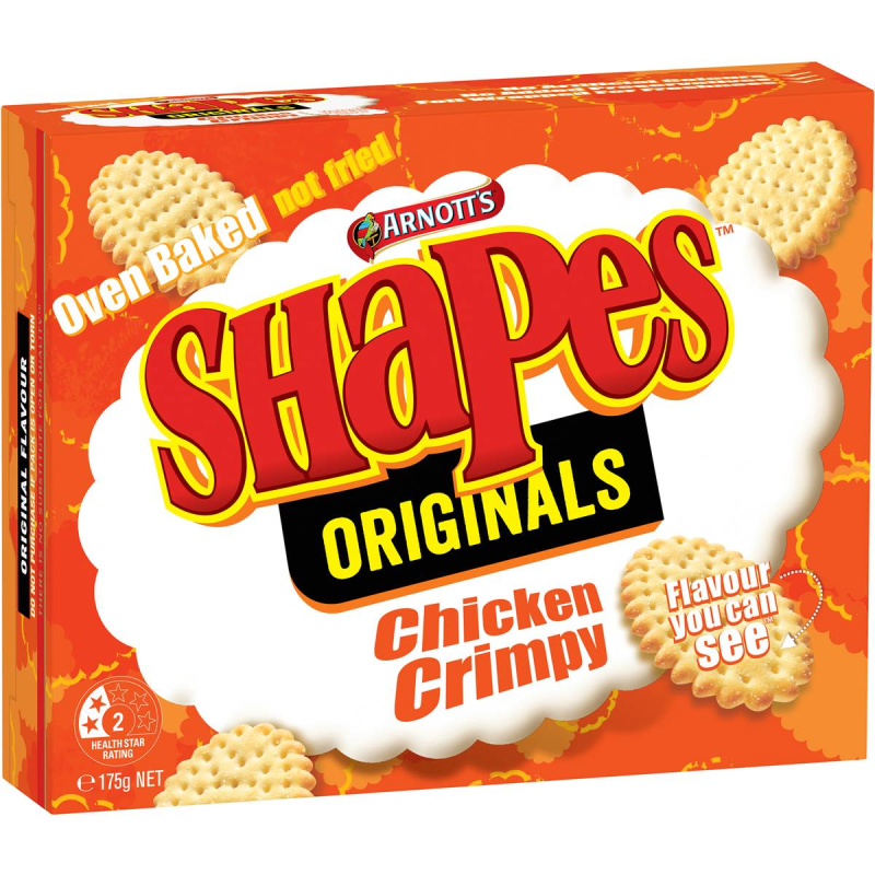 Arnotts Shapes Original Crackers Biscuits Chicken Crimpy Box 175g