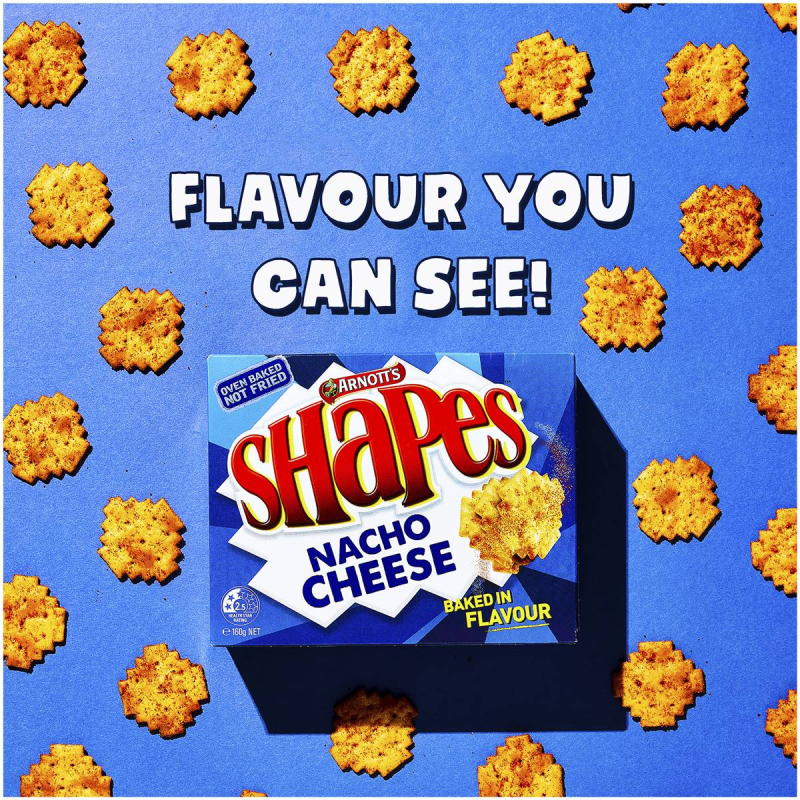 Arnotts Shapes Original Crackers Biscuits Nacho Cheese Box 160g
