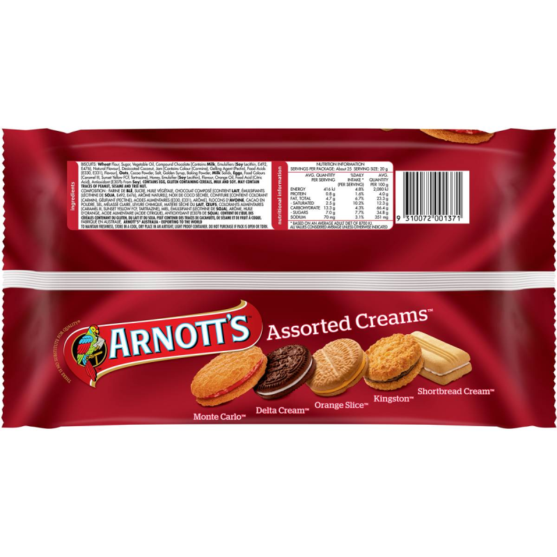 Arnotts Assorted Cream Biscuits Variety Pack 500g