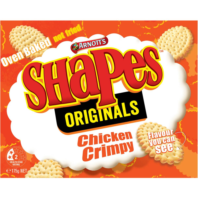 Arnotts Shapes Original Crackers Biscuits Chicken Crimpy Box 175g