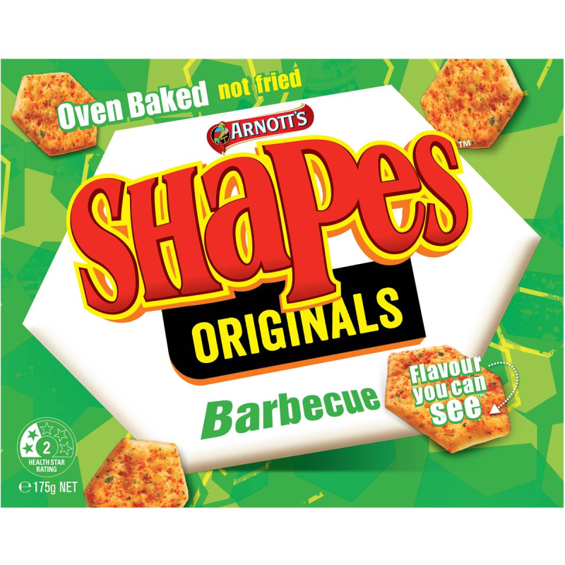 Arnotts Shapes Original Crackers Biscuits Barbeque BBQ Box 175g