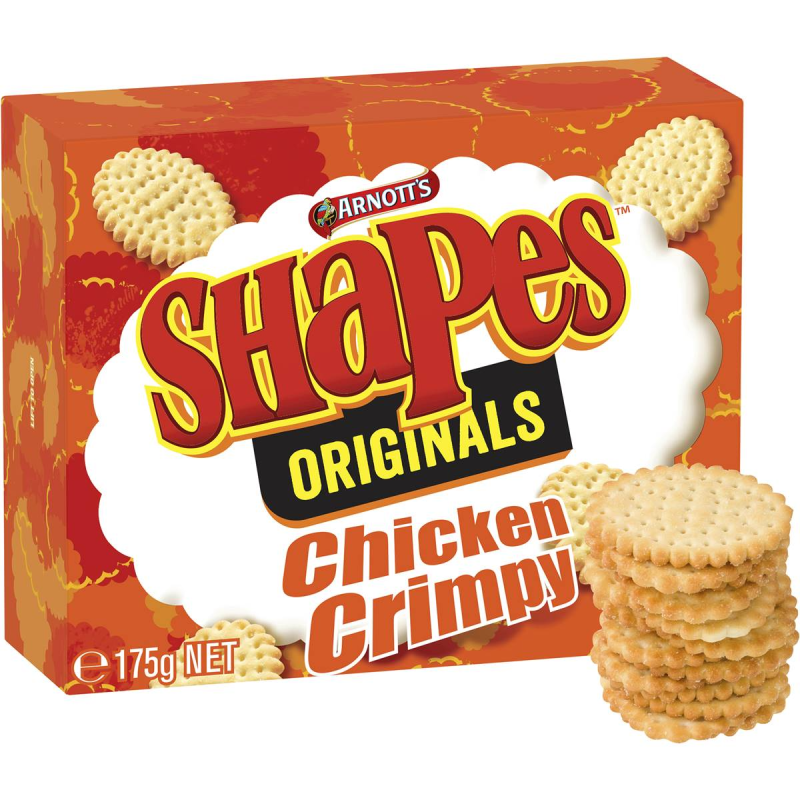Arnotts Shapes Original Crackers Biscuits Chicken Crimpy Box 175g