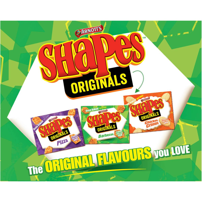 Arnotts Shapes Original Crackers Biscuits Barbeque BBQ Box 175g