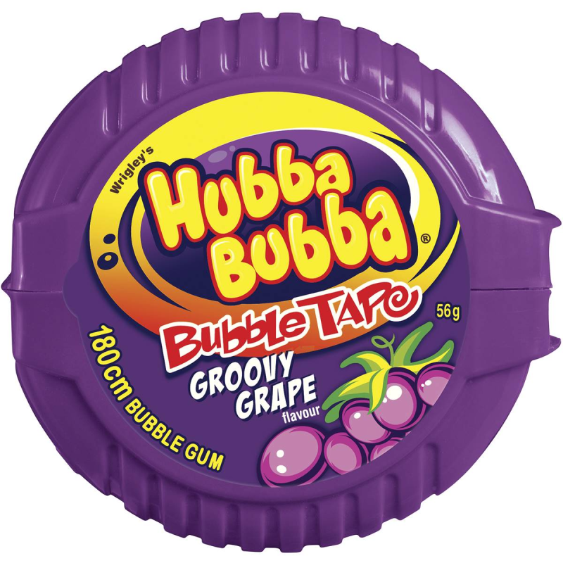 Wrigleys Hubba Bubba Bubblegum Chewing Gum Bubble Tape Grape x 2 Rolls