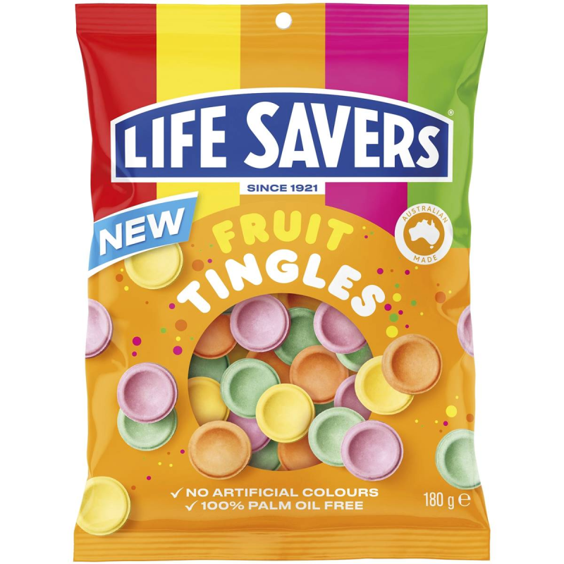 Lifesavers Fruit Tingles Candy Lollies Bag 180g