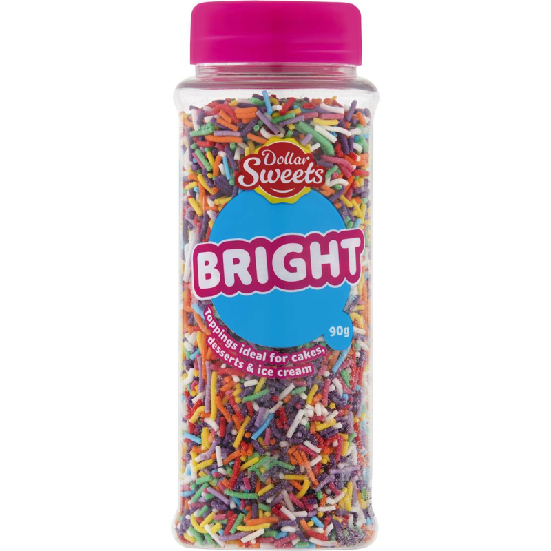 Dollar Sweets Bright Rainbow Candy Sprinkles Cake Dessert Decoration Topping 90g