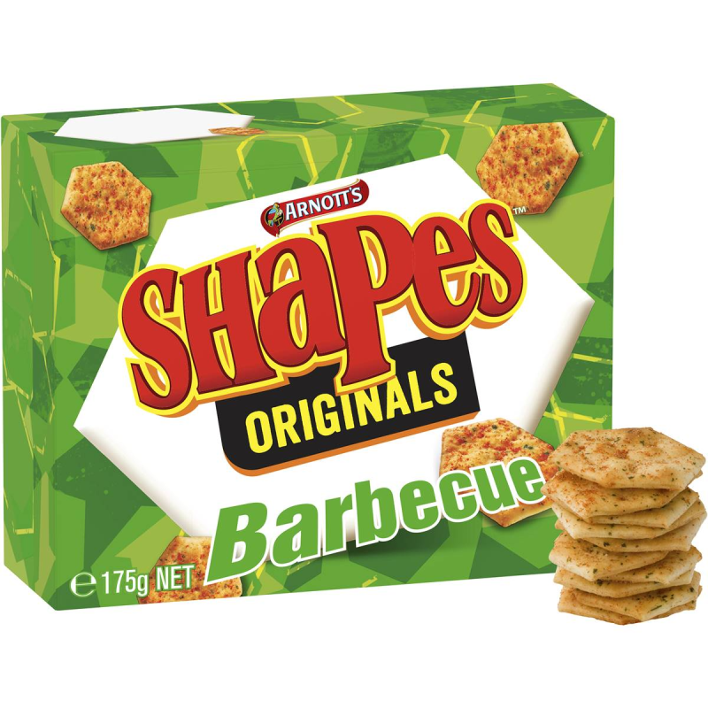 Arnotts Shapes Original Crackers Biscuits Barbeque BBQ Box 175g
