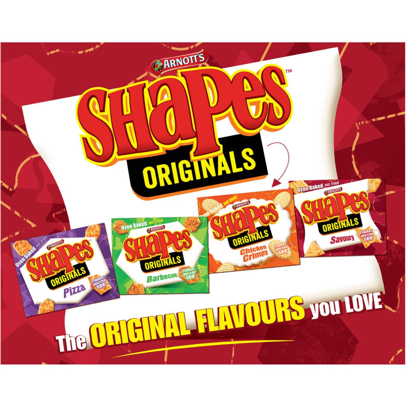 Arnotts Shapes Original Crackers Biscuits Savoury Box 185g