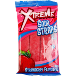 Xtreme Sour Straps Strawberry Flavour Candy Lollies Pack 160g X 12 Bags