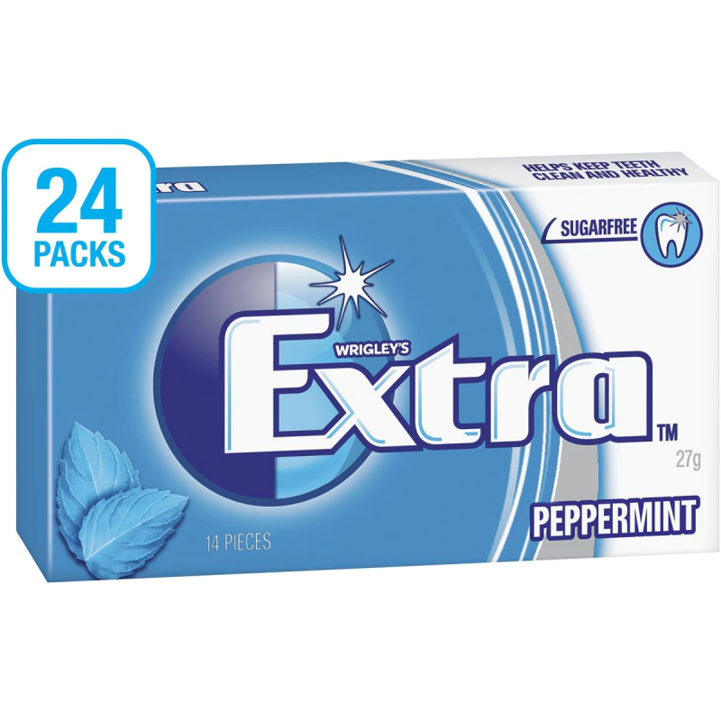 Wrigleys Extra Chewing Gum Peppermint Flavour 14 Pieces X 24 Pack