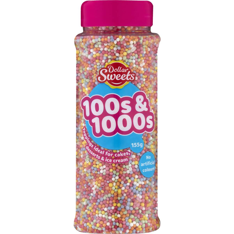Dollar Sweets Rainbow 100s and 1000s Sprinkles Cake Decorating Topping Jar 155g