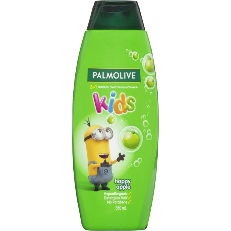 Palmolive Kids 3 In 1 Shampoo Conditioner Bodywash Happy Apple Minions 350ml