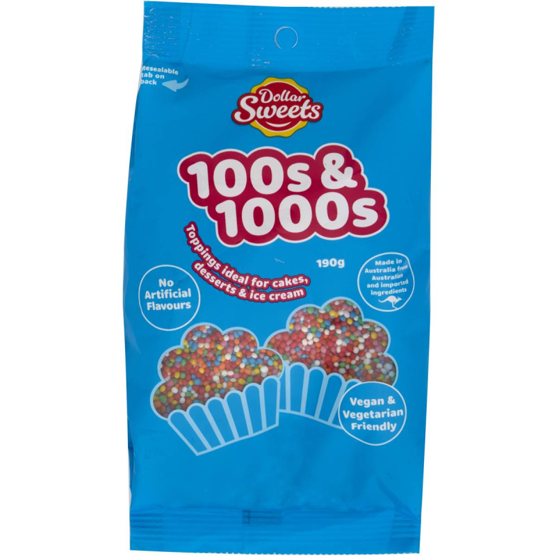 Dollar Sweets Rainbow 100s and 1000s Sprinkles Cake Decorating Topping Bag 190g