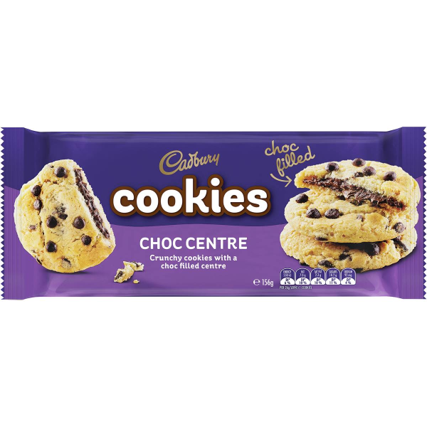 Cadbury Cookies Chocolate Centre Crunchy Choc Filled Biscuits 156g