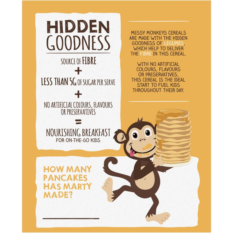 Messy Monkeys Pancake Stack Kids Cereal Gluten Free Low Sugar 240g
