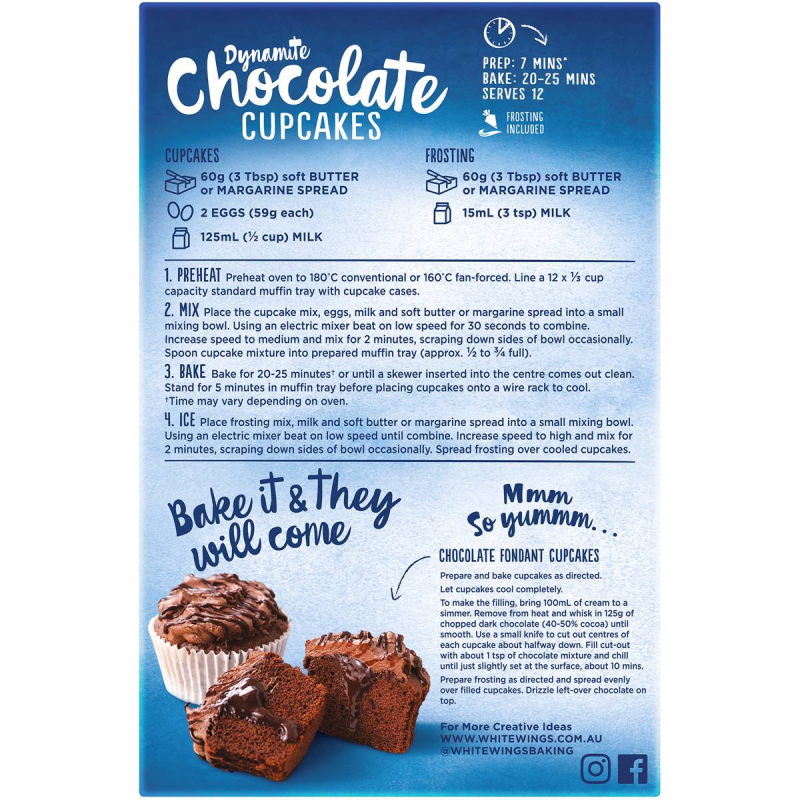 White Wings Chocolate Cupcakes Baking Mix 410g