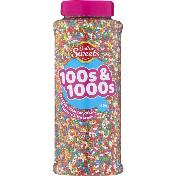 Dollar Sweets Magic Rainbow 100s and 1000s Sprinkles Cake Decorating Topping Jar 350g