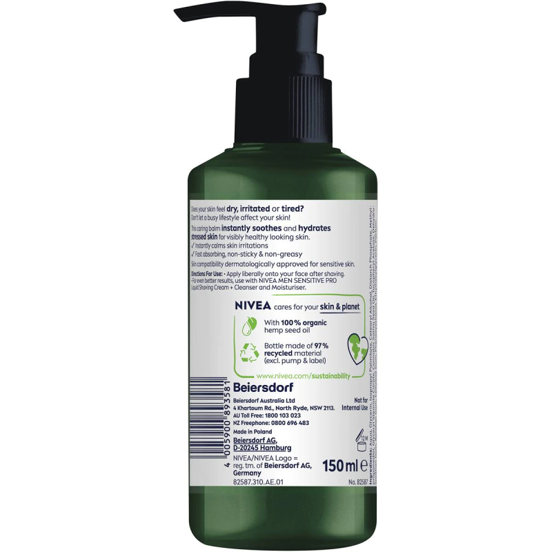 Nivea Men Sensitive Pro Anti Skin Stress Facial Balm with Hemp Seed Oil 150ml