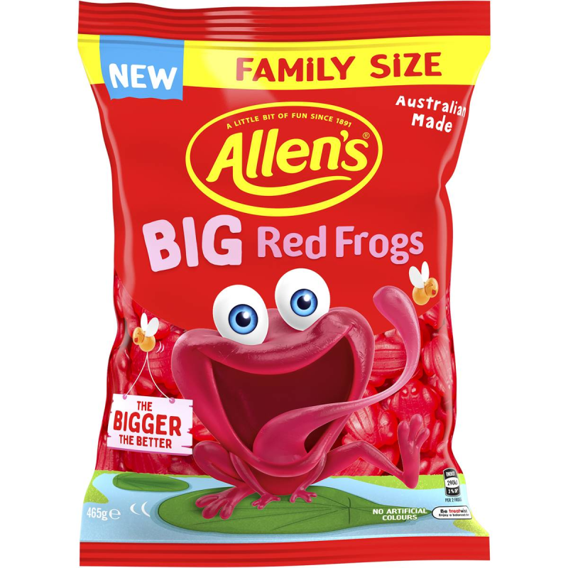 Allens Big Red Frogs Lollies Candy Family Pack 465g